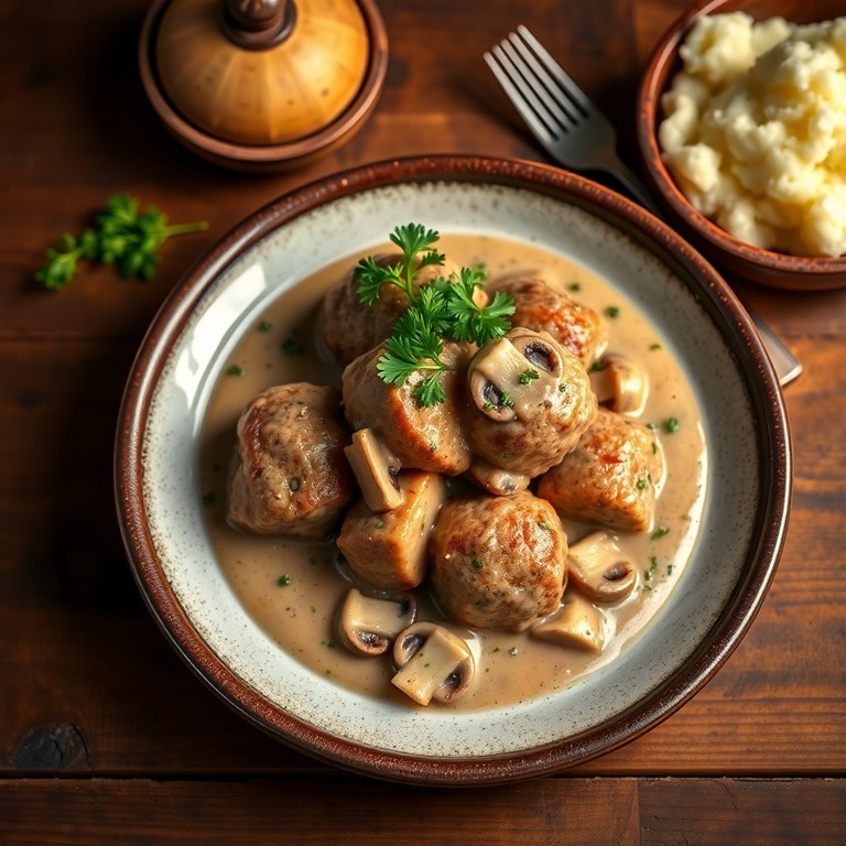 Albóndigas de vacuno en salsa de champiñones