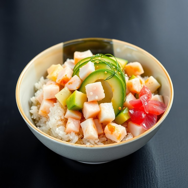 Spicy Sushi Rice Salad with Avocado and Crab