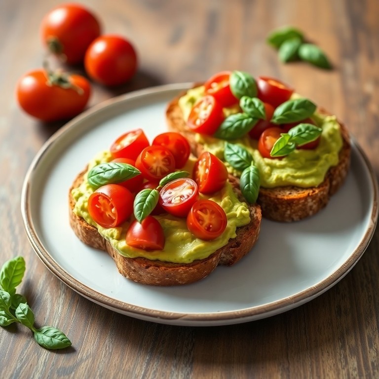 Pain complet tartiné d'avocat et de tomates cerises
