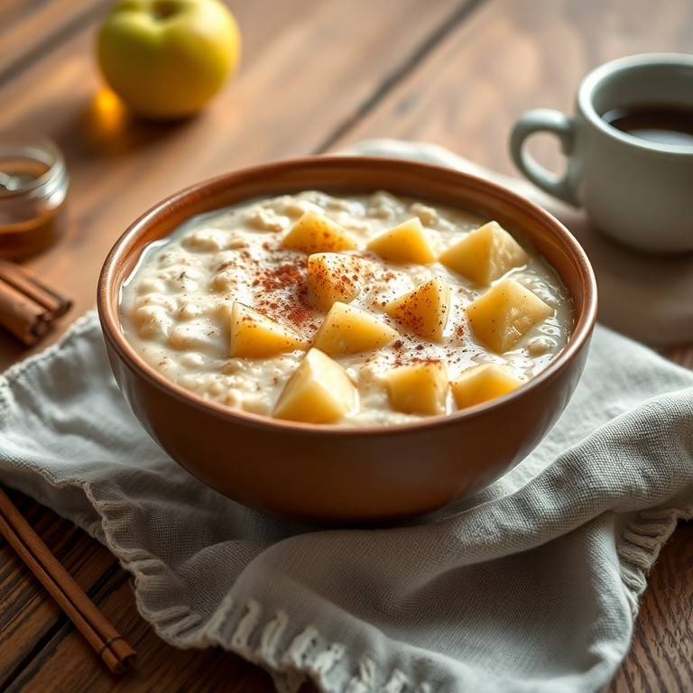 Porridge d'avoine sucré à la cannelle et aux pommes