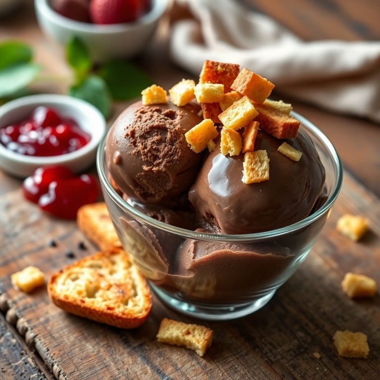 Sorvete de Chocolate Caseiro com Crocante de Torrada