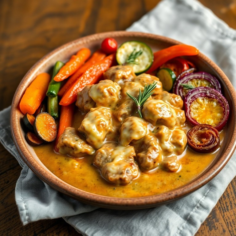 Carne de Sol Cremosa com Legumes Assados
