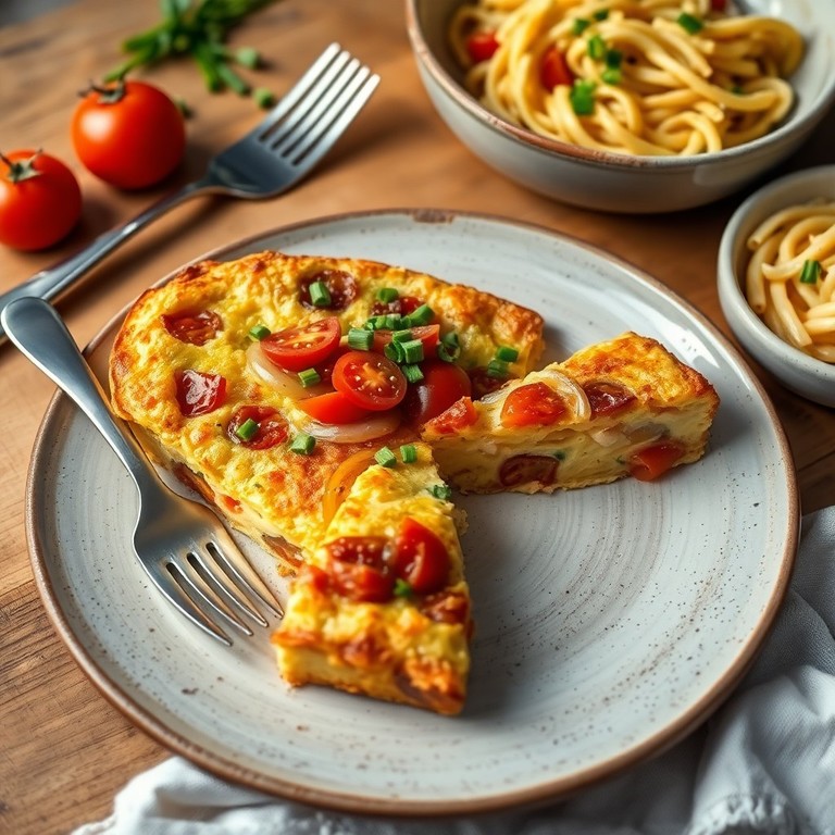 Frittata aux Oignons, Tomates et Crème Fraîche
