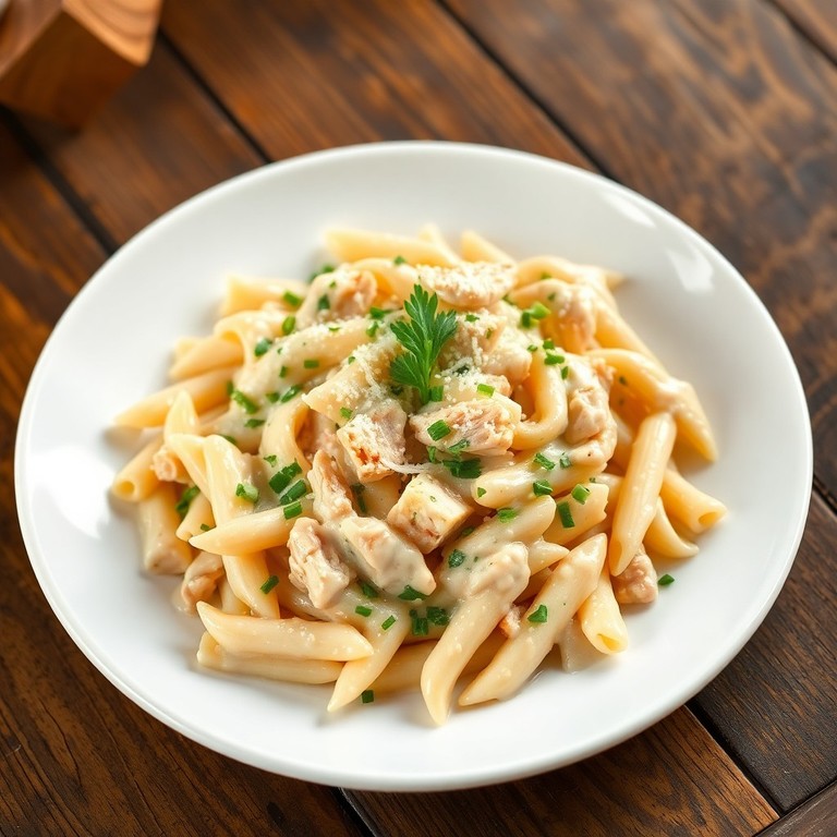 Macarrão ao Molho Cremoso de Frango e Ervas
