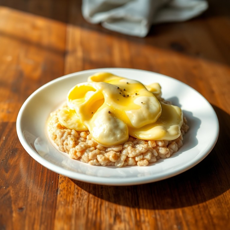 Huevos revueltos con avena y mantequilla