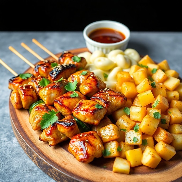 Brochettes de Poulet et Courgettes à l'Asiatique sur Grille
