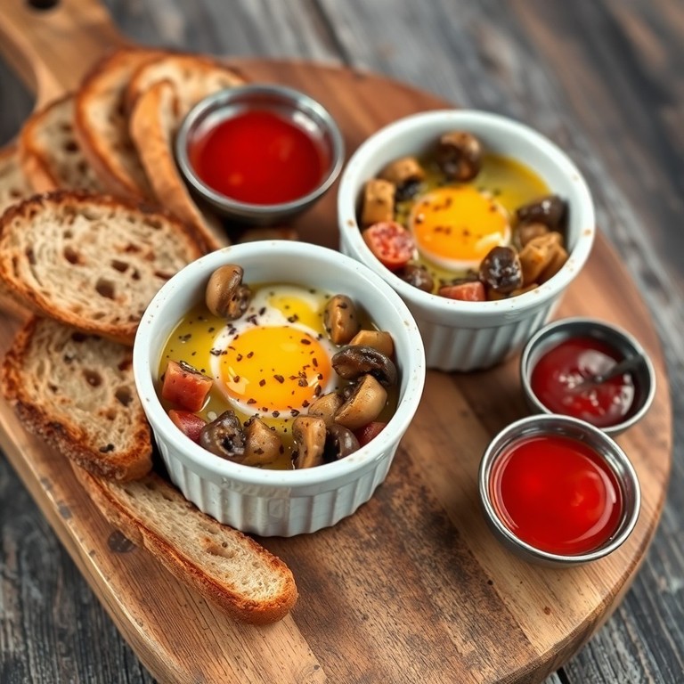 Oeufs cocotte au chorizo et champignons