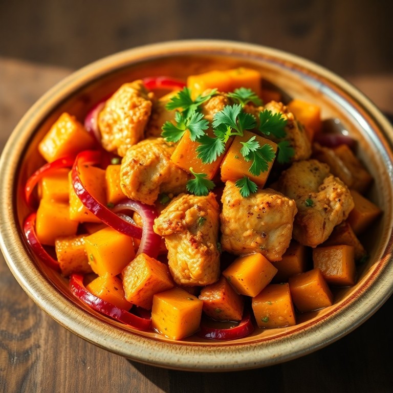 Proteinreicher Hähnchen-Süßkartoffel-Pfanne