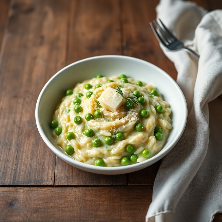 Risoto Cremoso de Ervilha e Creme de Leite