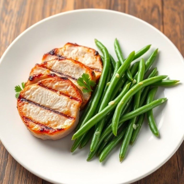Filet de porc grillé aux haricots verts sautés