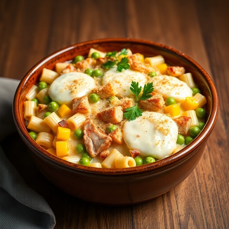 Gratinado de Macarrão, Milho, Ervilha e Atum