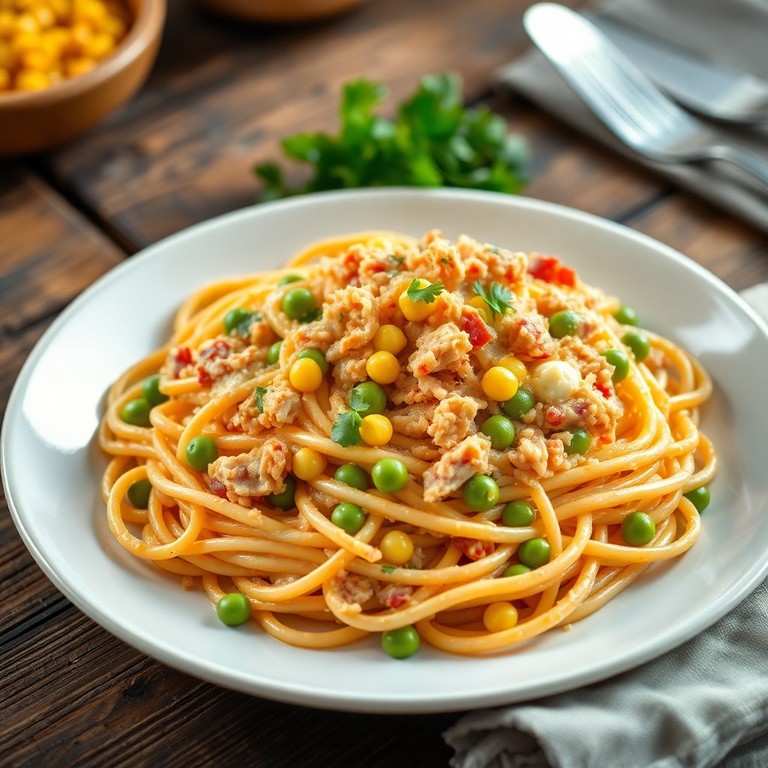 Espaguete ao Molho Cremoso de Atum e Queijo