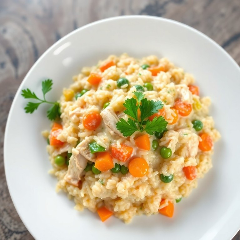Risoto Cremoso de Frango com Legumes usando Arroz Comum