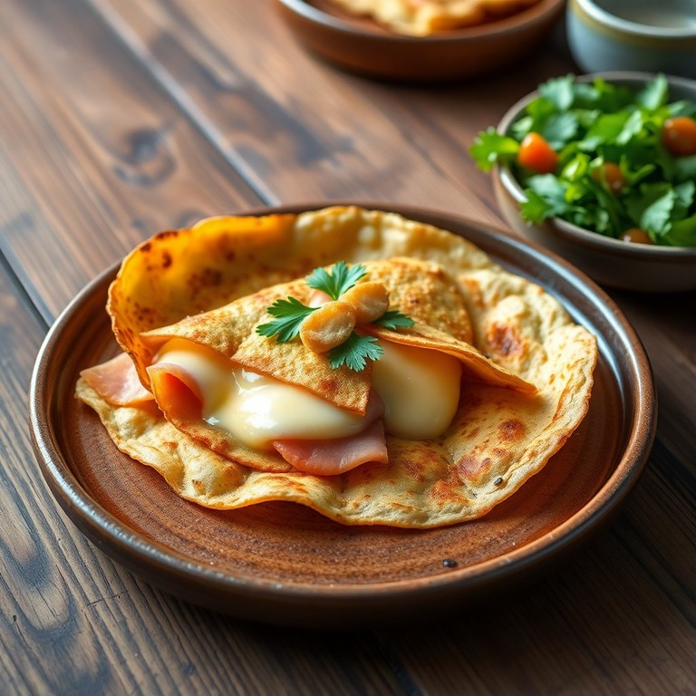 Tortilla de trigo con queso y jamón al estilo español