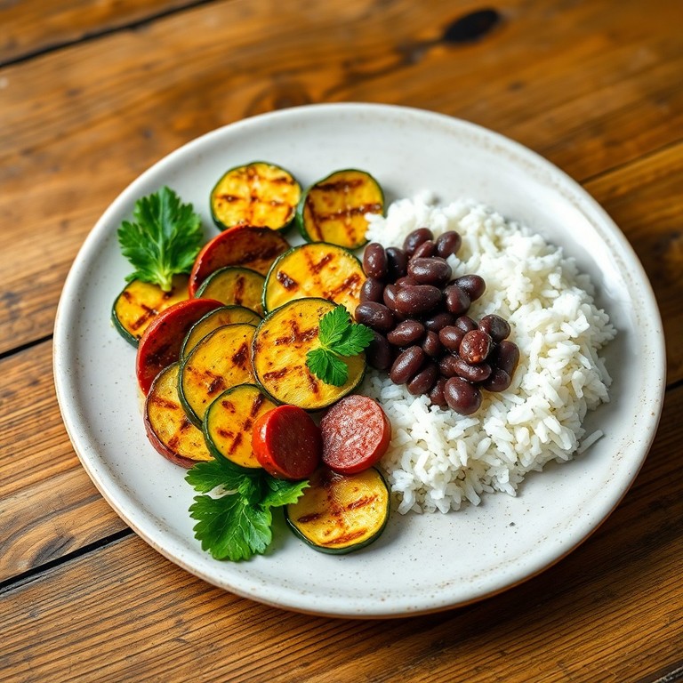 Salada Quente de Abobrinha e Linguiça com Arroz