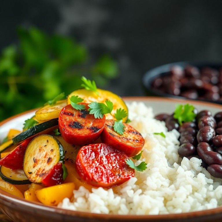 Salada Quente de Abobrinha e Linguiça Calabresa Fresca com Arroz