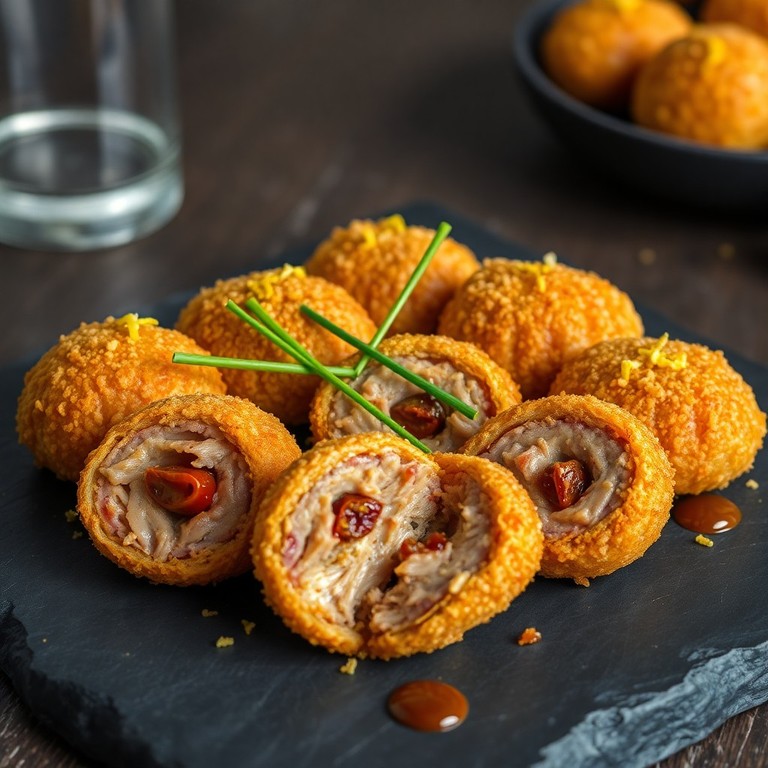 Gefüllte Fleisch-Pralinen mit Panko-Kruste