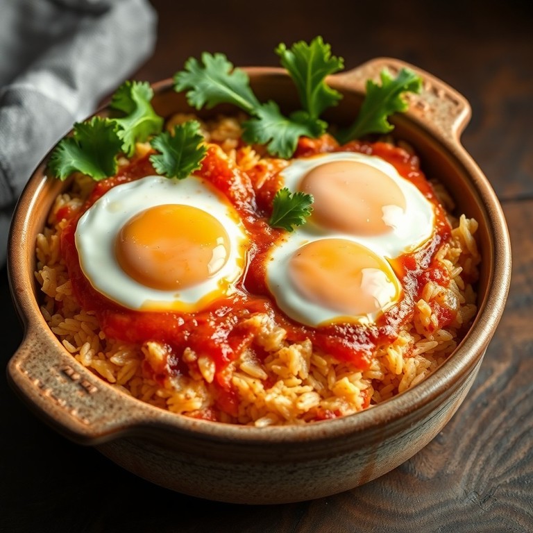 Arroz de Forno com Ovo e Molho de Tomate