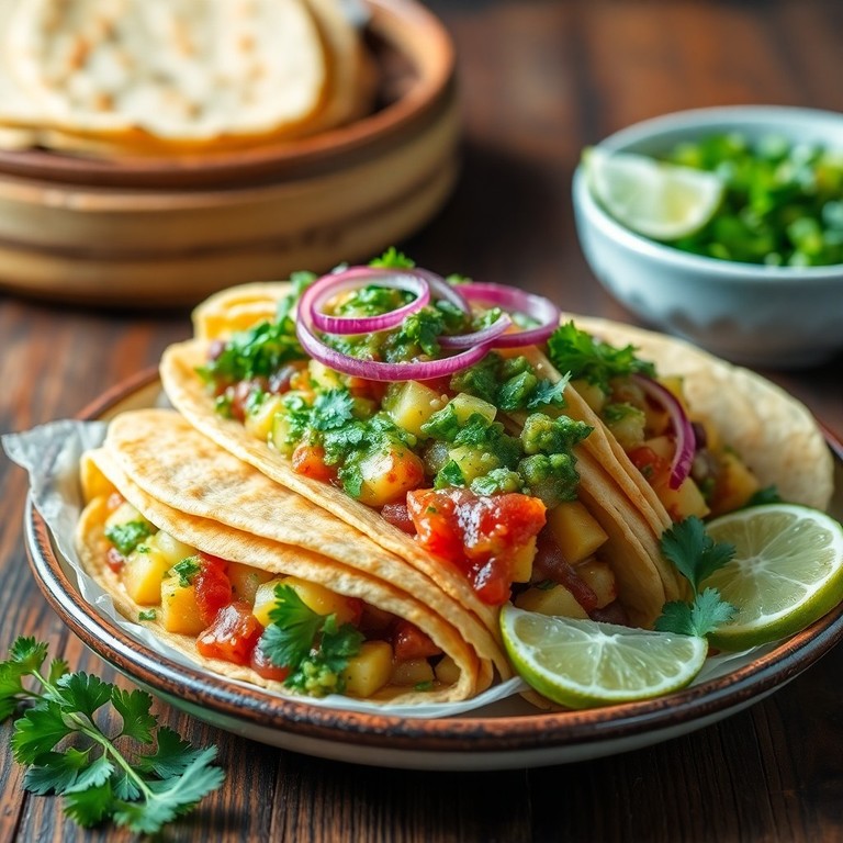 Tacos Sudados de Frijol y Papa con Salsa Verde