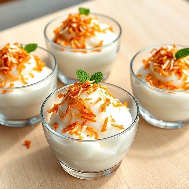 Sorbet de Coco com Crocante de Flocos de Arroz