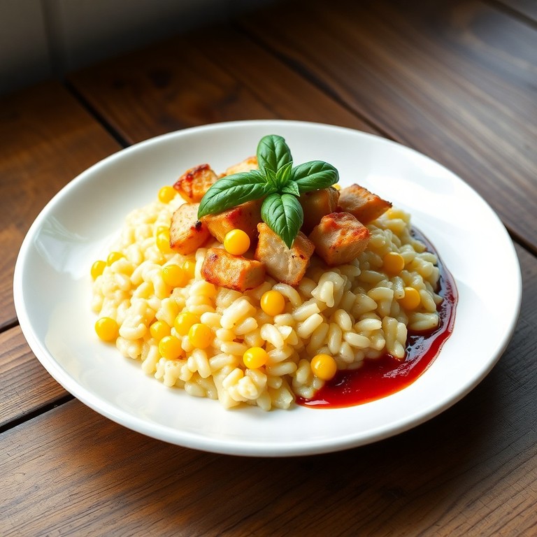 Risoto de Milho com Molho Vermelho Aromático