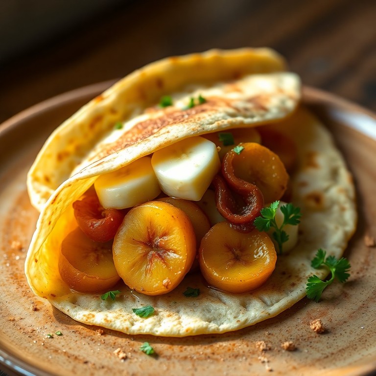 Tortilla Doce de Banana com Queijo e Cebola