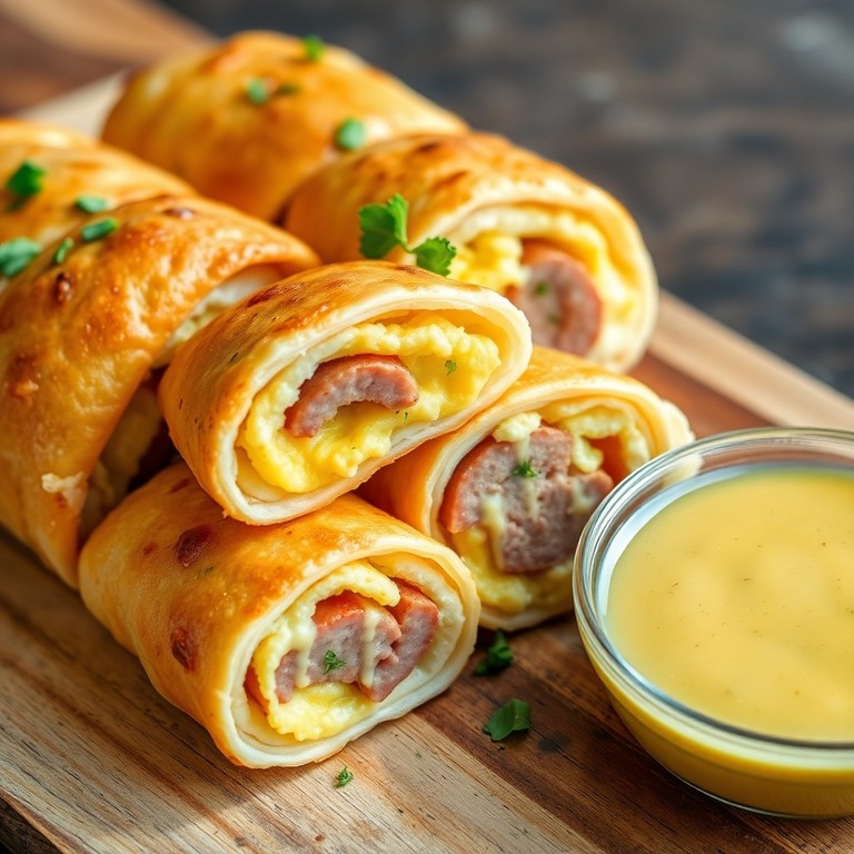 Лавашные трубочки с яичным омлетом и сыром