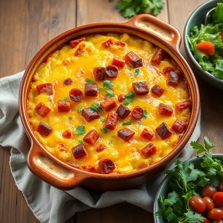 Polenta Gratinada con Papas y Chorizo