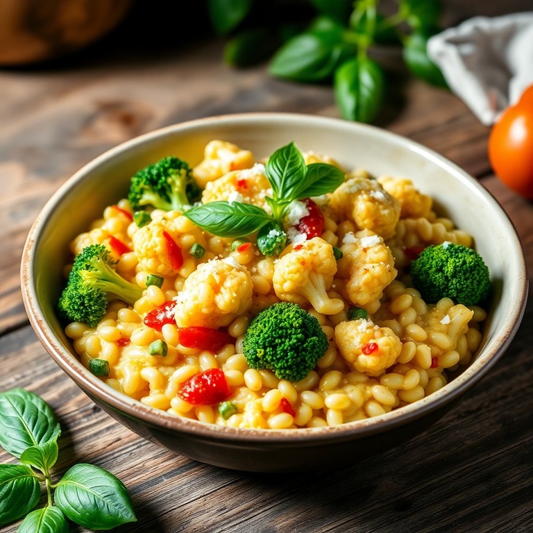 Risotto aux Brocolis et au Chou-Fleur Épicé au Concentré de Tomate