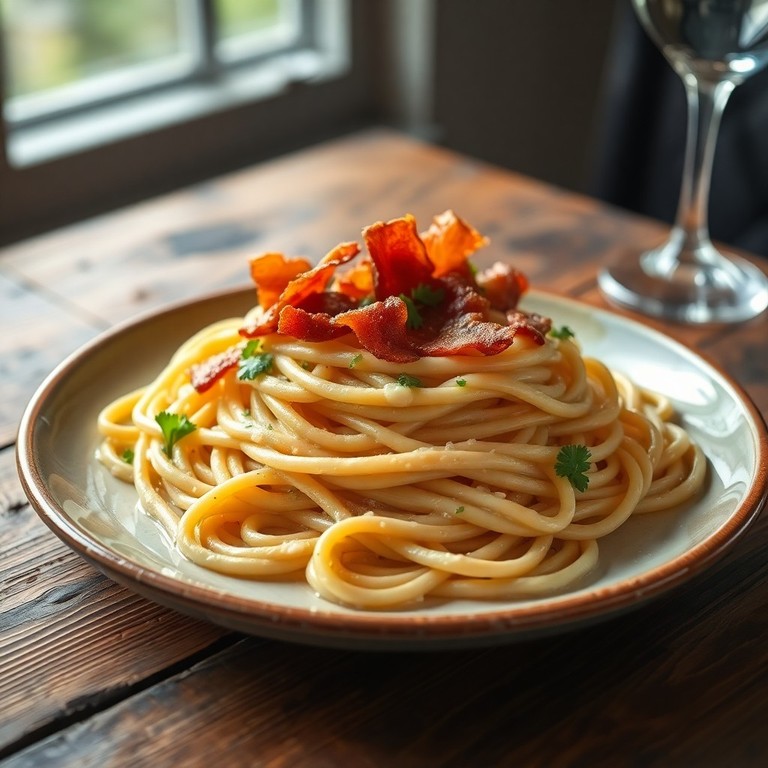 Espaguete à Carbonara com Toque de Bacon