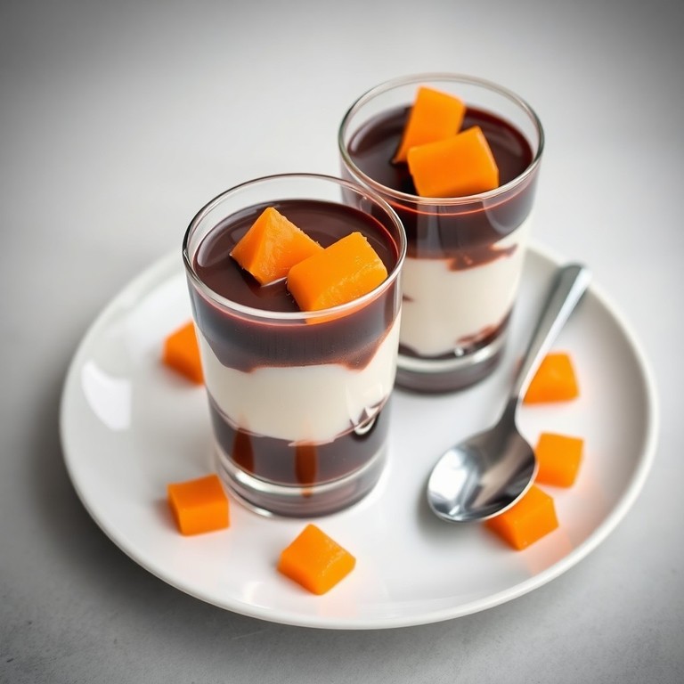 Gelatina de Cacau com Recheio de Iogurte