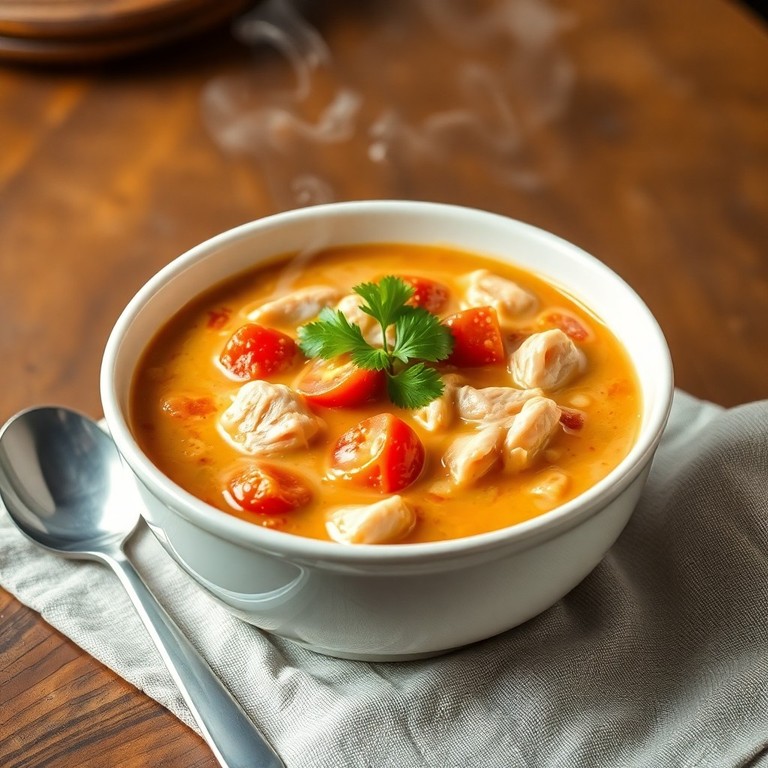 Sopa Cremosa de Pollo y Tomates