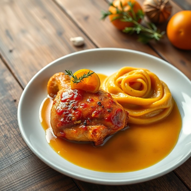 Poulet à la mandarine et purée de butternut