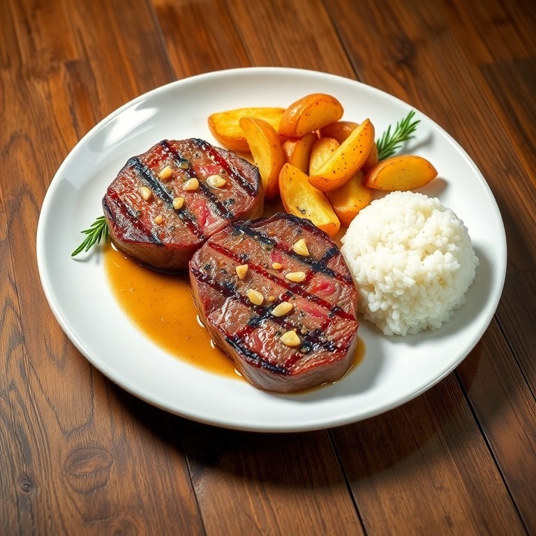 Filé Mignon ao Alho com Batatas Crocantes