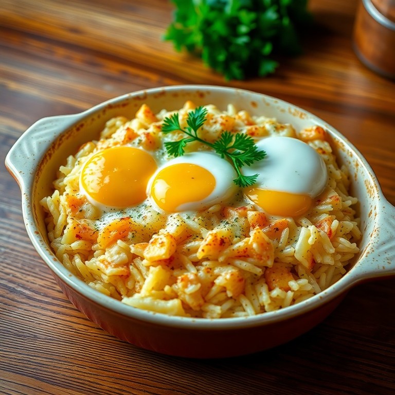 Arroz de Forno com Batatas e Ovo