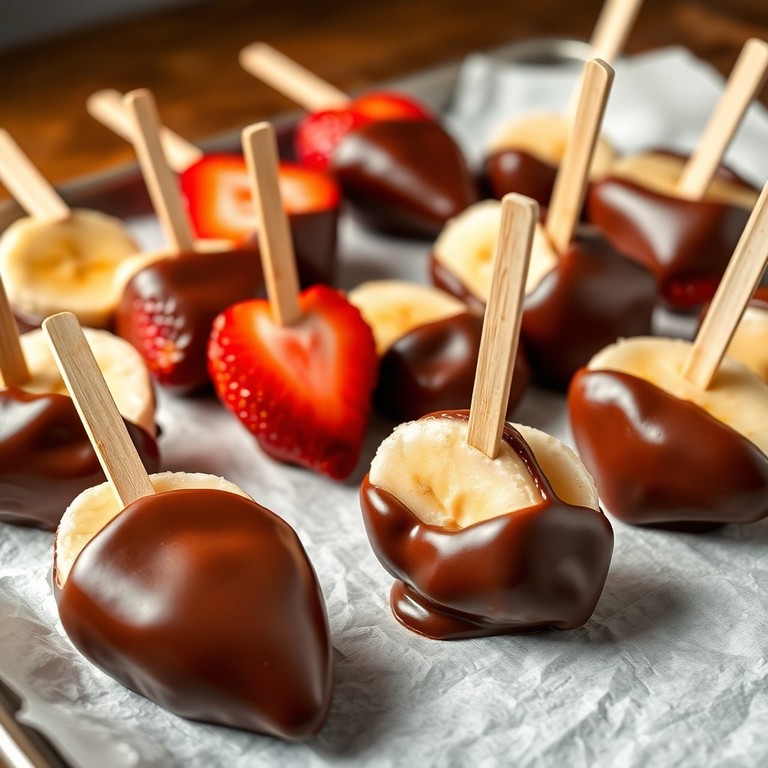 Pirulitos de Fruta Congelada com Chocolate