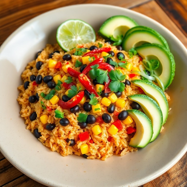 Mexikanischer gebratener Reis mit Bohnen und Chili