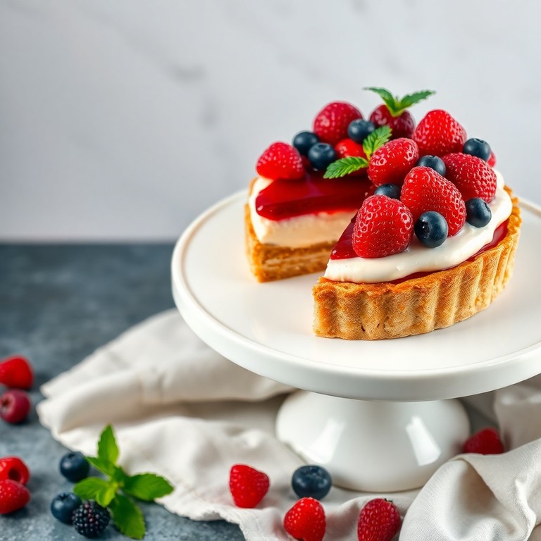 Fruchtige Tarte mit Nussboden und Vanillecreme