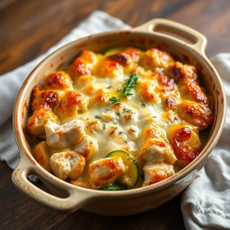 Gratin de poulet et courgettes au fromage