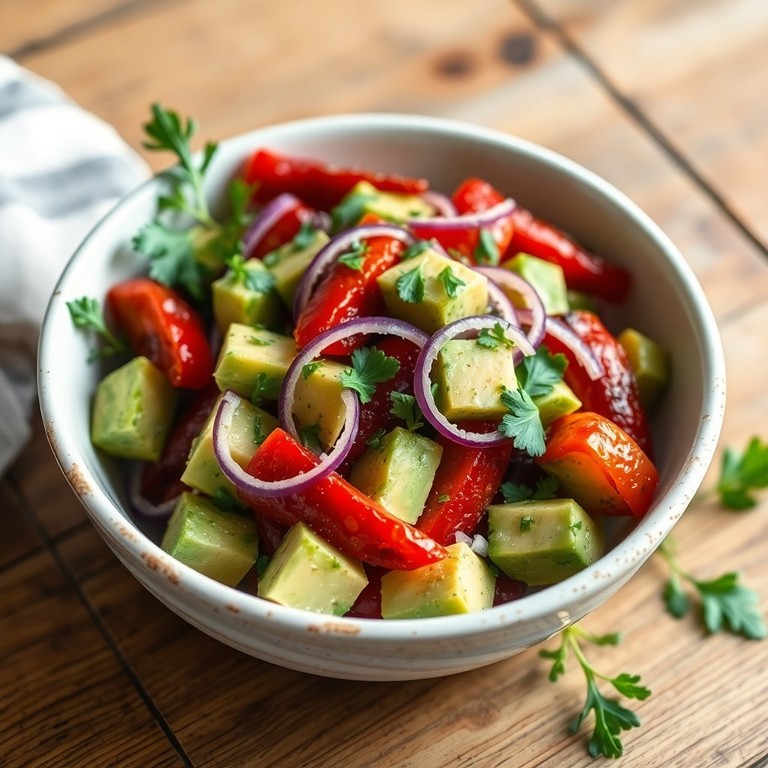 Salada de Abacate e Pimentão Assados