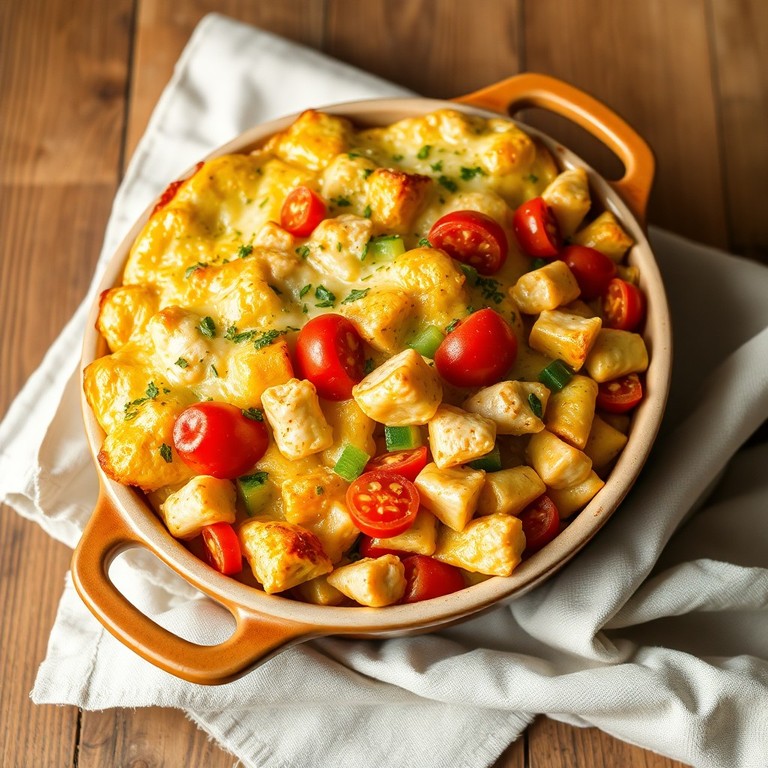 Запеченные макароны с курицей и овощами