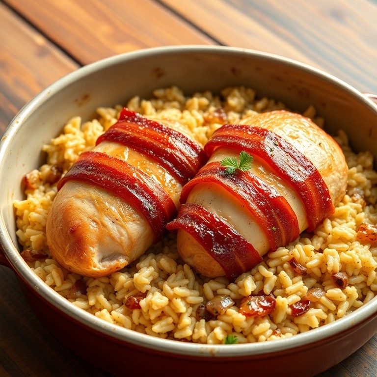 Bacon-Wrapped Chicken Rice Bake
