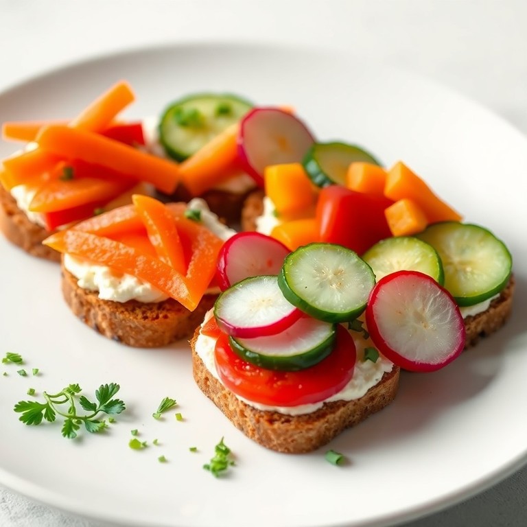 Mini-Sandwiches mit Frischkäse und Gemüse