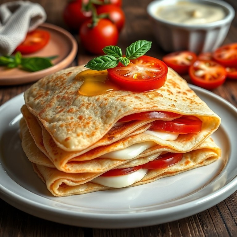 Panquecas de Farinha de Trigo com Queijo e Tomate