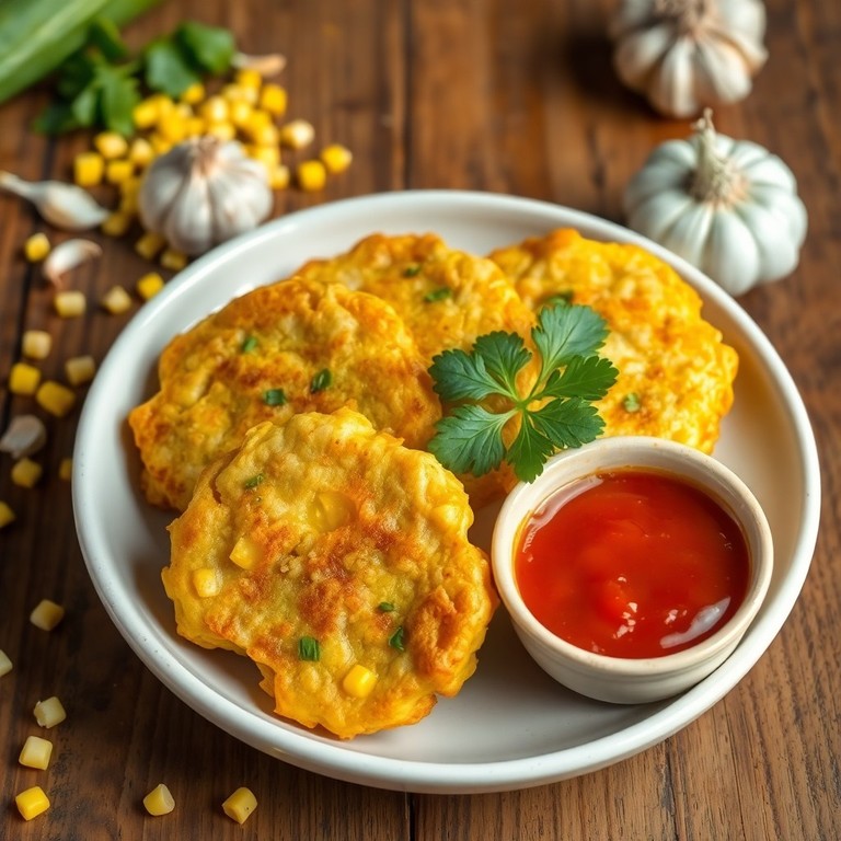 Creamy Garlic Corn Fritters