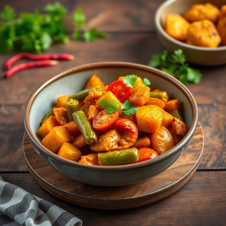 Okra and Tomato Stir-Fry with Spiced Pan-Roasted Potatoes