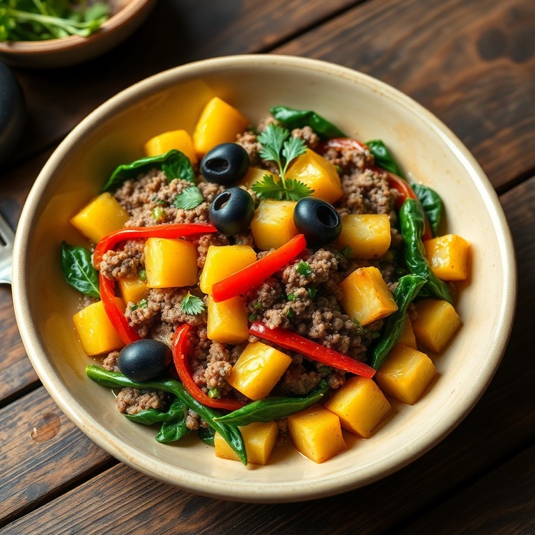 Refogado de carne moída com legumes mediterrâneos