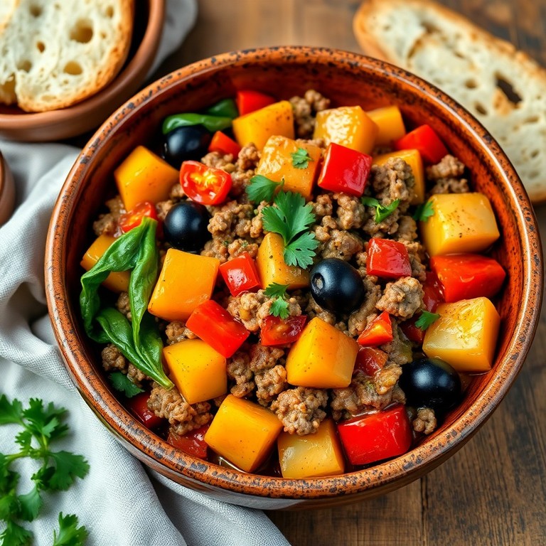 Refogado de Carne Moída com Legumes Mediterrâneos