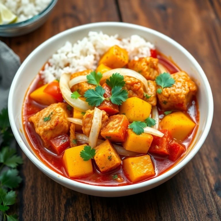 Caribische kipstoof met mango en tomaat
