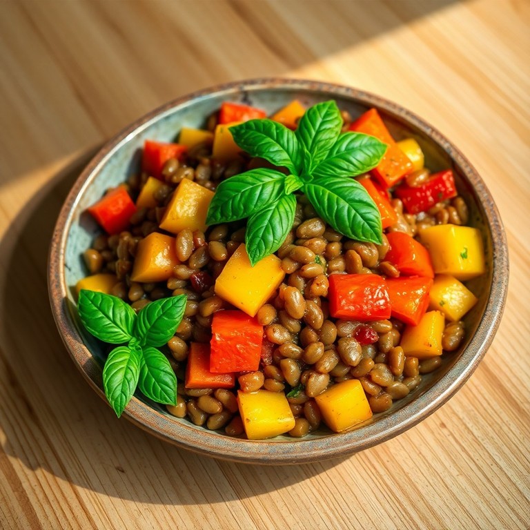 Lentilles sautées aux poivrons et basilic